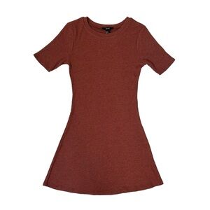 Forever 21 Rust Ribbed Short Sleeve Skater Dress